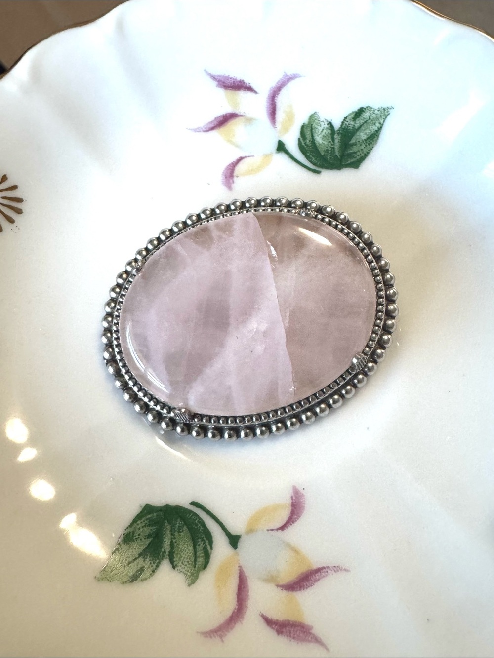 Rose Quartz Brooch